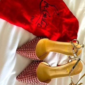 Shoes Christian Louboutin Pink Glitter Baila Spike 100 Pumps Size 36 1/2